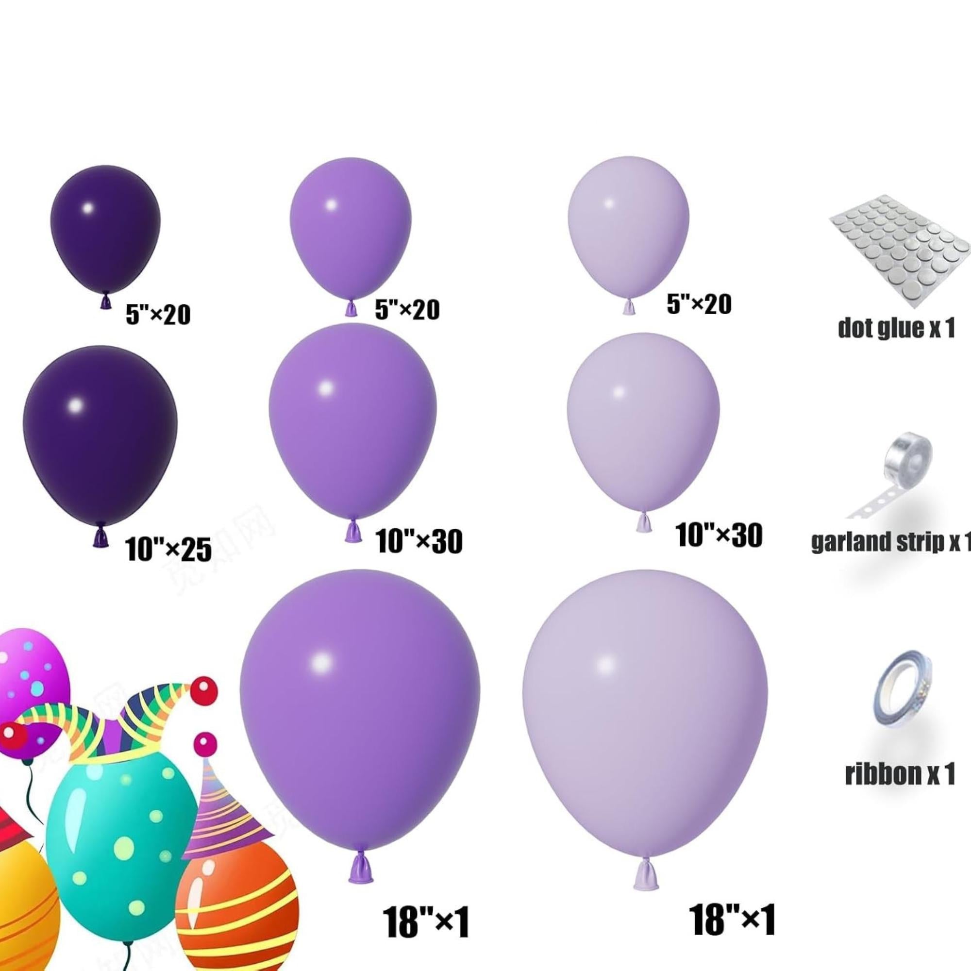 Purple Balloon Arch Kit 150 Pcs Light Dark Lavender Party Decor Set Pieces