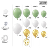 Sage Green White Gold Balloon Arch Kit 173 Pcs Party Decor Set Pieces