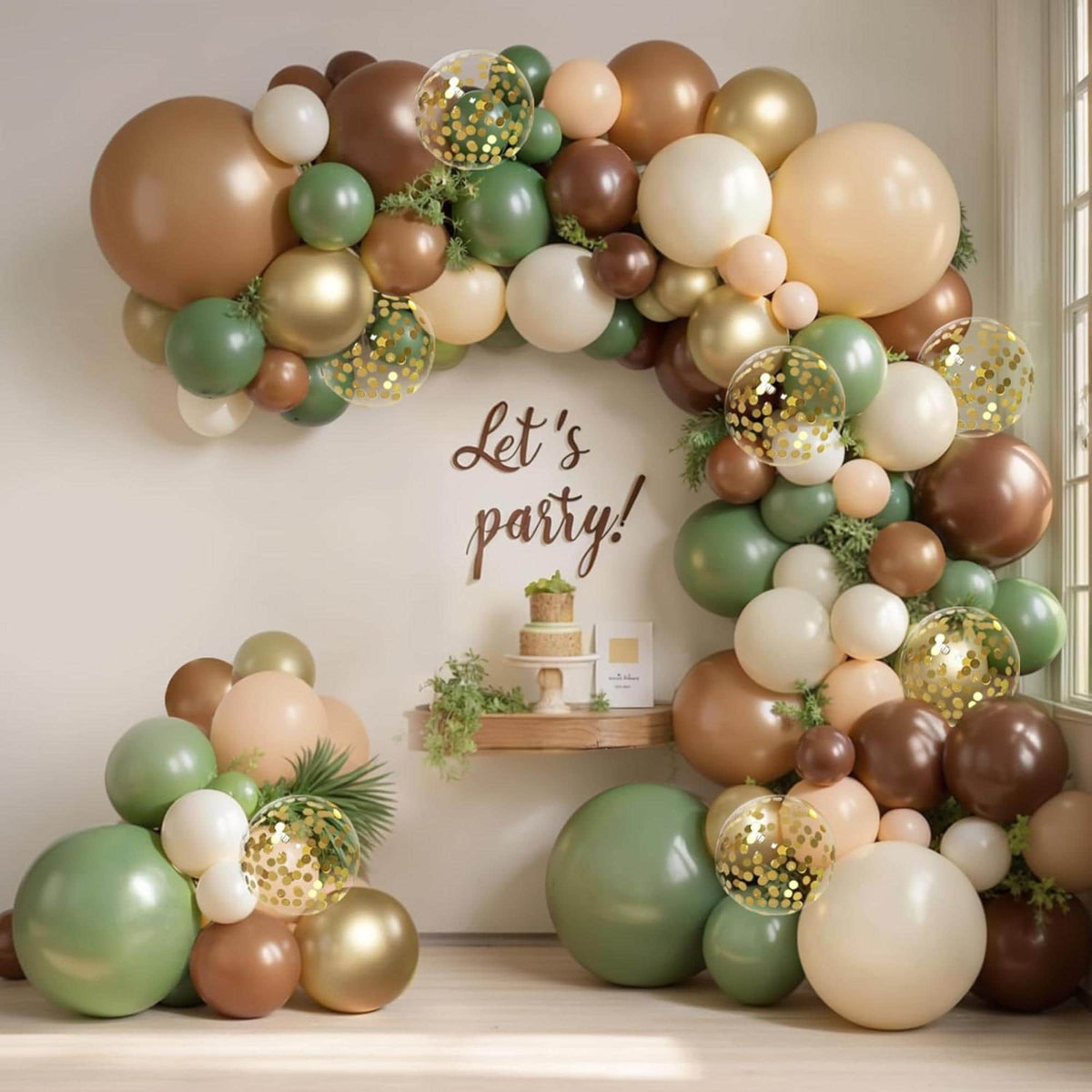 Sage Green Brown Balloon Arch Kit Jungle Safari Woodland Party Decor Set