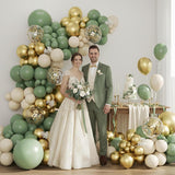 Sage Green Gold Balloon Arch Kit 134 Pcs Party Decor Set for All Events