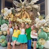 Sage Green Balloon Arch Kit 155 Pcs Gold Confetti Party Decor Set Pieces