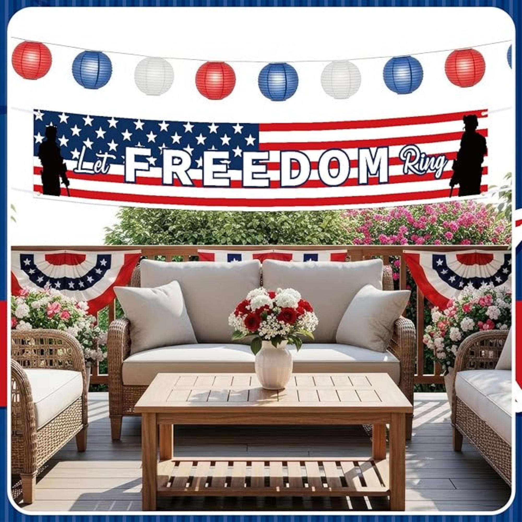 Patriotic Memorial Day Banner USA Anniversary Outdoor Yard Decoration