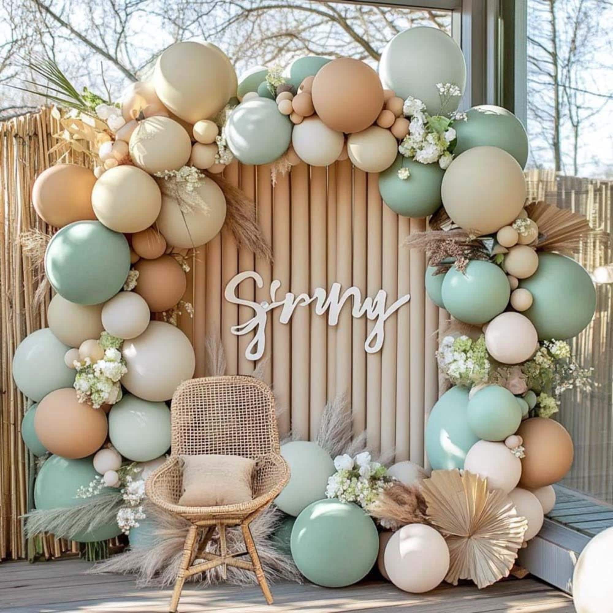 Dusty Green Tan Balloon Arch Kit Sage Brown Neutral Balloons Party Decor