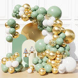 Sage Green Balloon Arch Kit White Gold Balloons Boho Party Decor Theme