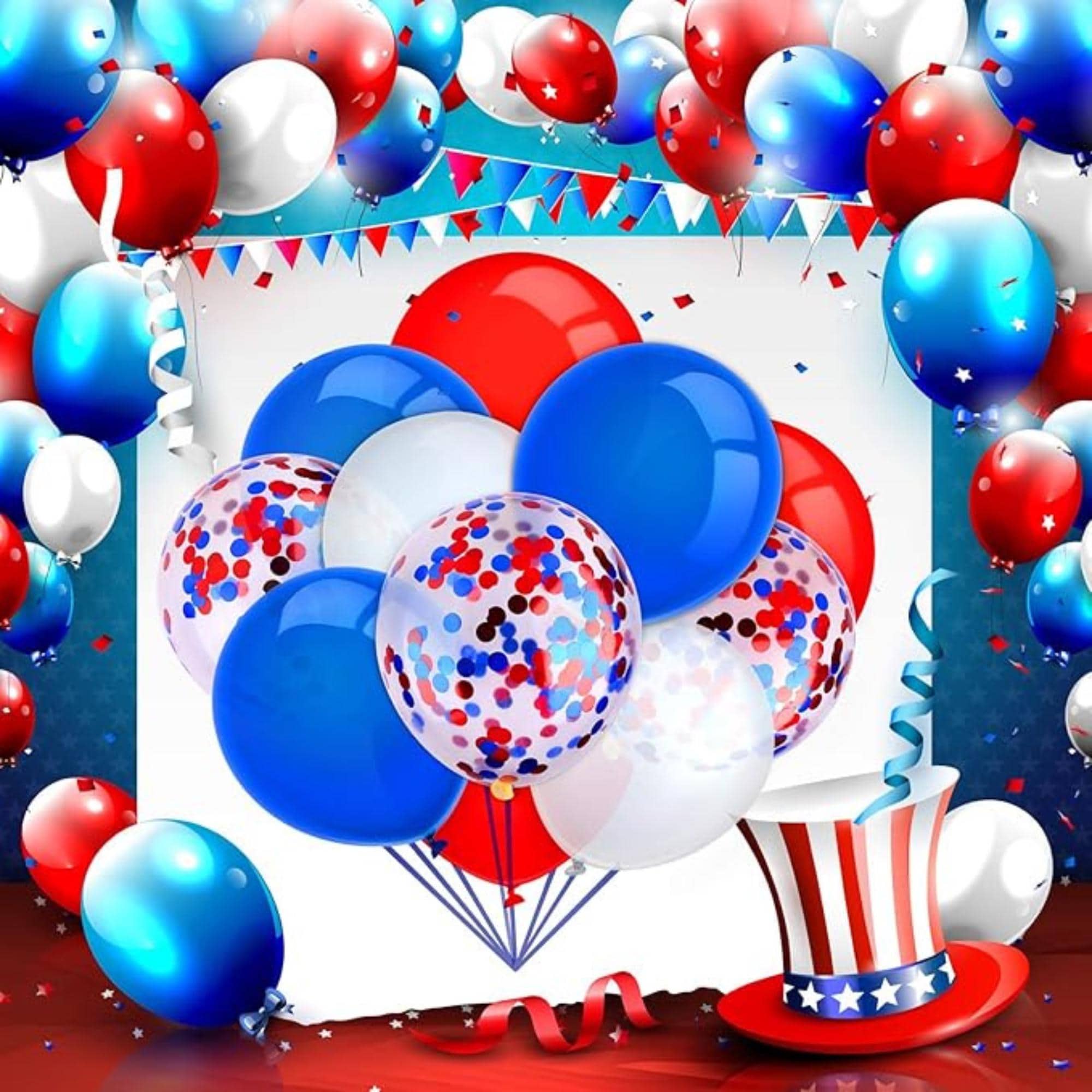 Labor Day Balloons Set Red Blue White Confetti Party Decoration