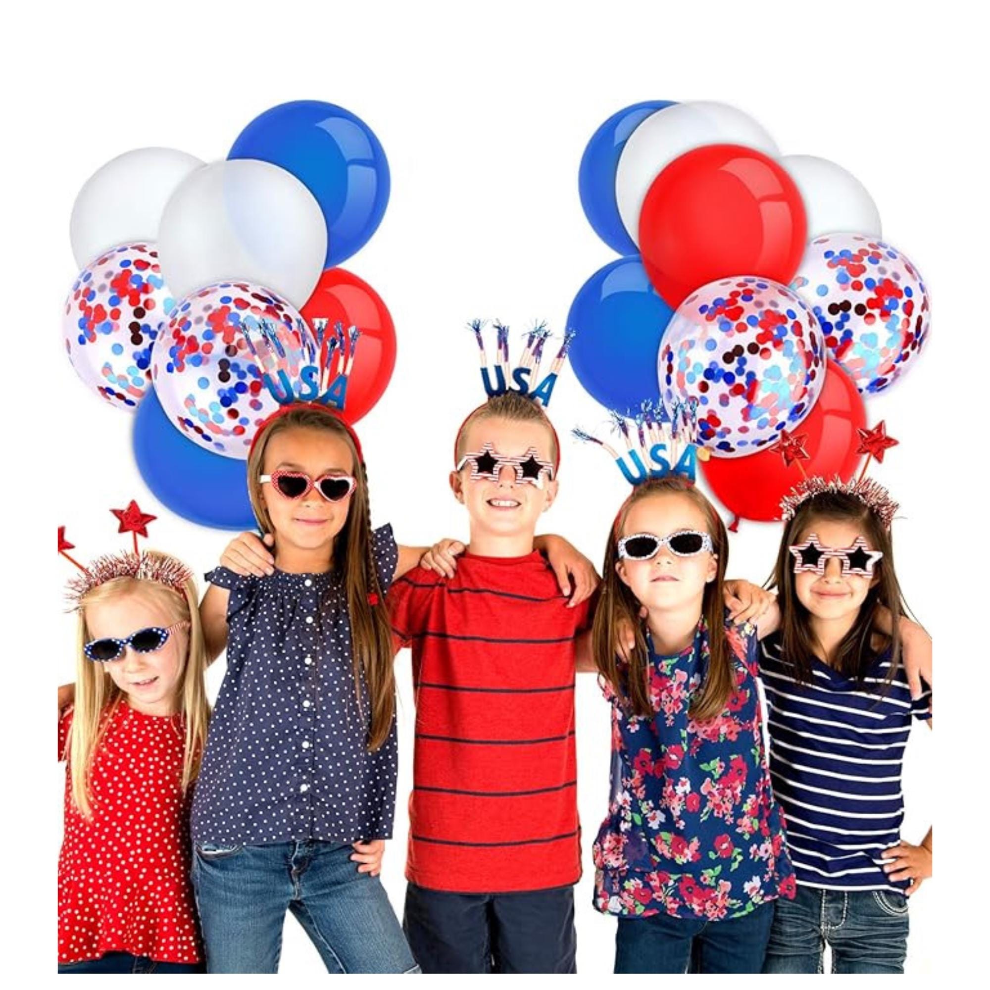 Labor Day Balloons Set Red Blue White Confetti Party Decoration