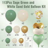 Sage Green Gold Balloon Arch Kit 109 Pcs Olive Green White Party Decor Set