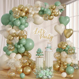 Sage Green Gold Balloon Arch Kit 109 Pcs Olive Green White Party Decor Set