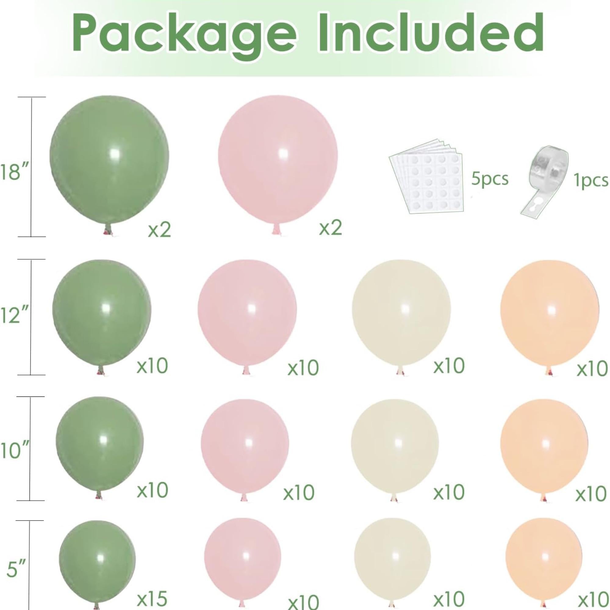 Pink Green Balloon Arch Kit Mixed Size Pastel Wedding Birthday Party Decor