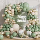 Sage Green Balloon Arch Kit 155 Pcs Olive White Gold Party Decor Set
