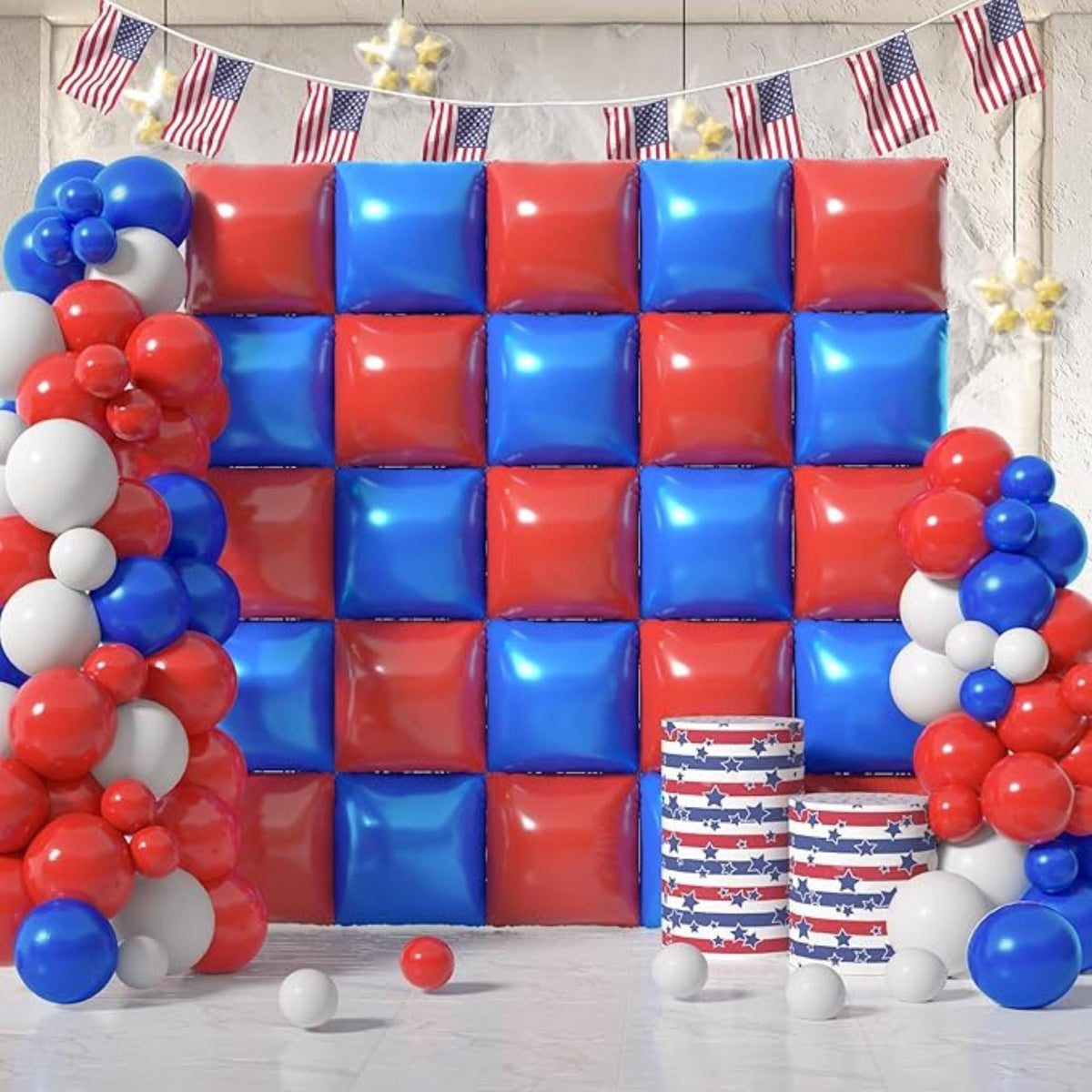 Red Blue White Balloon Arch Garland Kit Patriotic Party Backdrop