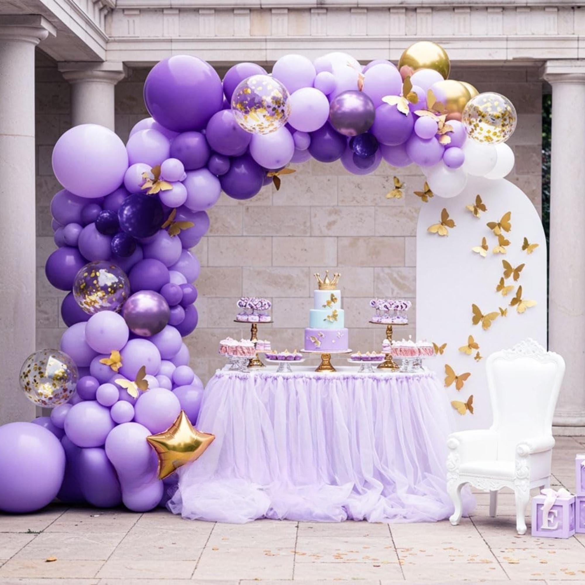 Purple Lavender Balloon Arch Kit 132 Pcs Butterfly Party Decor Set