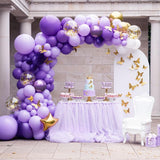 Purple Lavender Balloon Arch Kit 132 Pcs Butterfly Party Decor Set