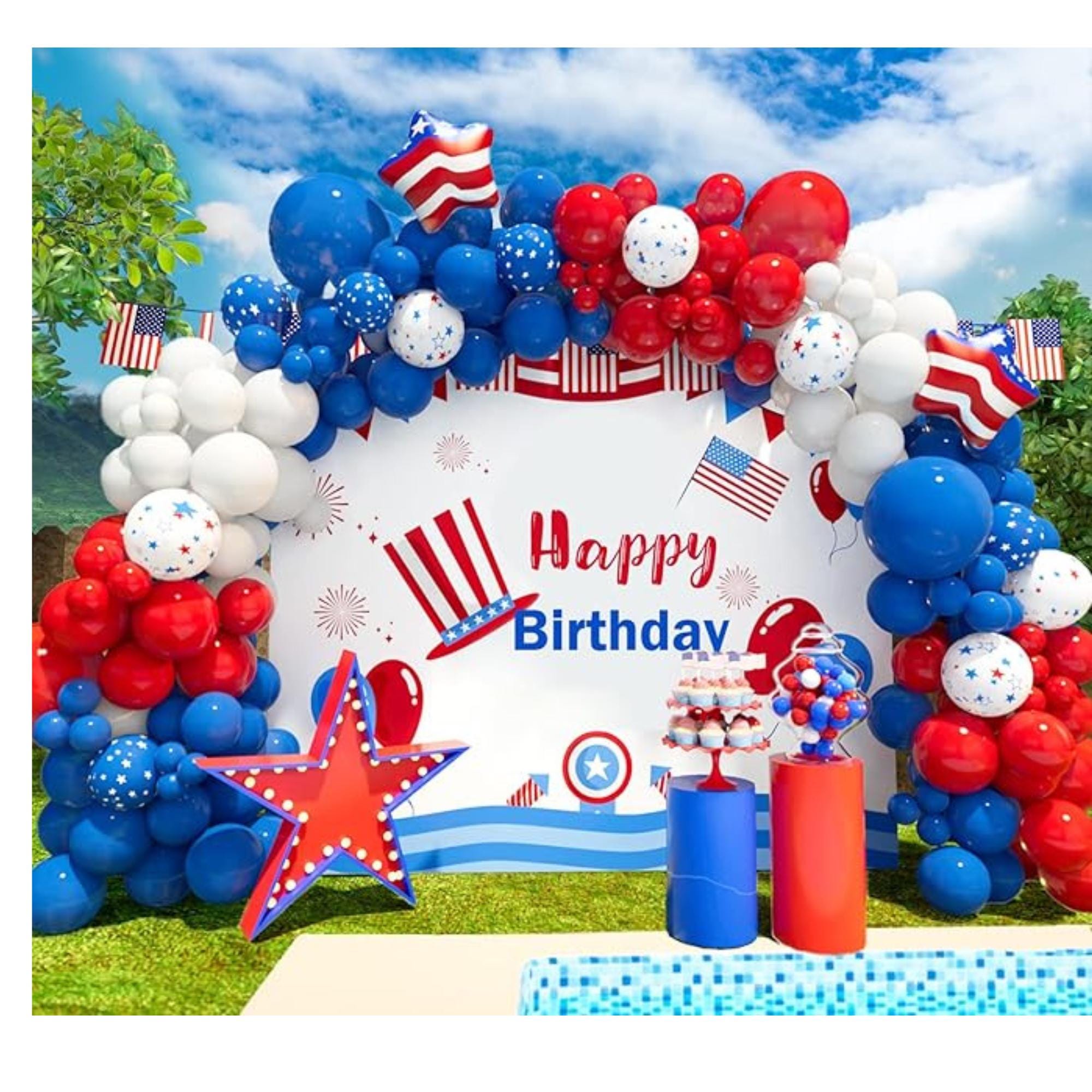 Red White Blue Balloon Garland Kit Nautical Party Decoration