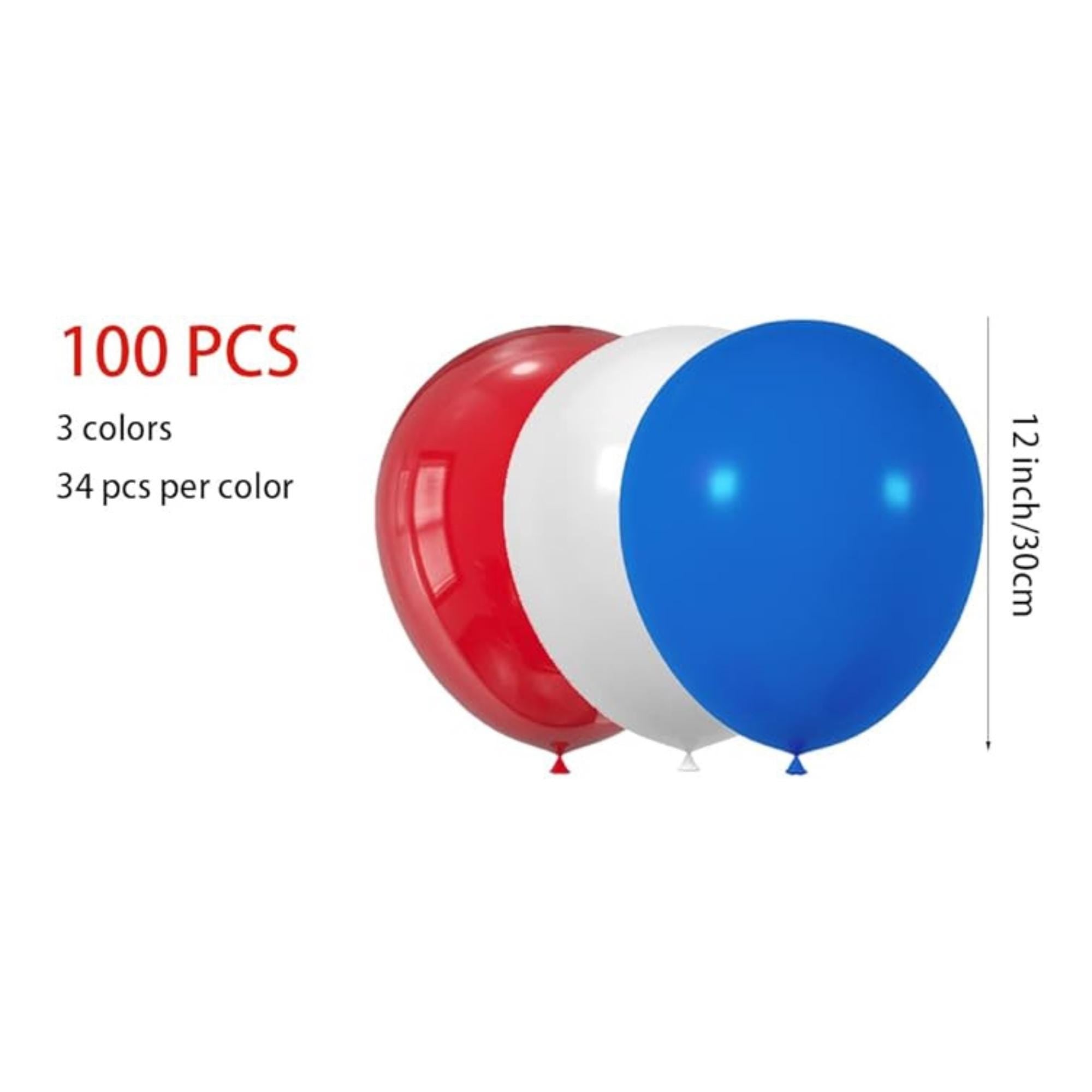 Red White Blue Balloon Bundle 12 Inch Latex Patriotic Party Decor