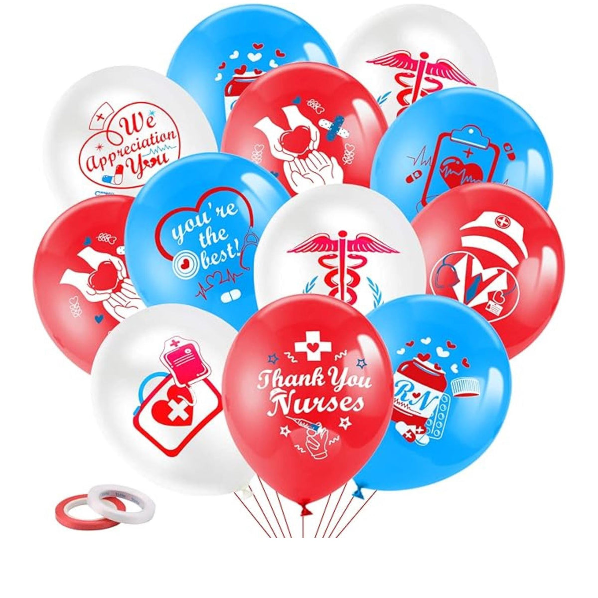 Thank You Nurses Balloons Set Red Blue Nurse Week Party Decor