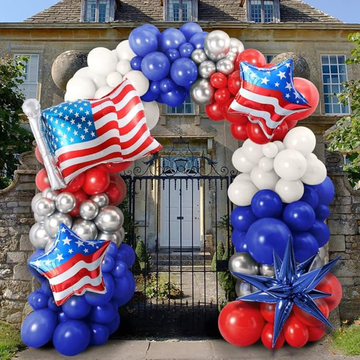 Blue Red White Balloon Garland Kit Patriotic Party Decoration