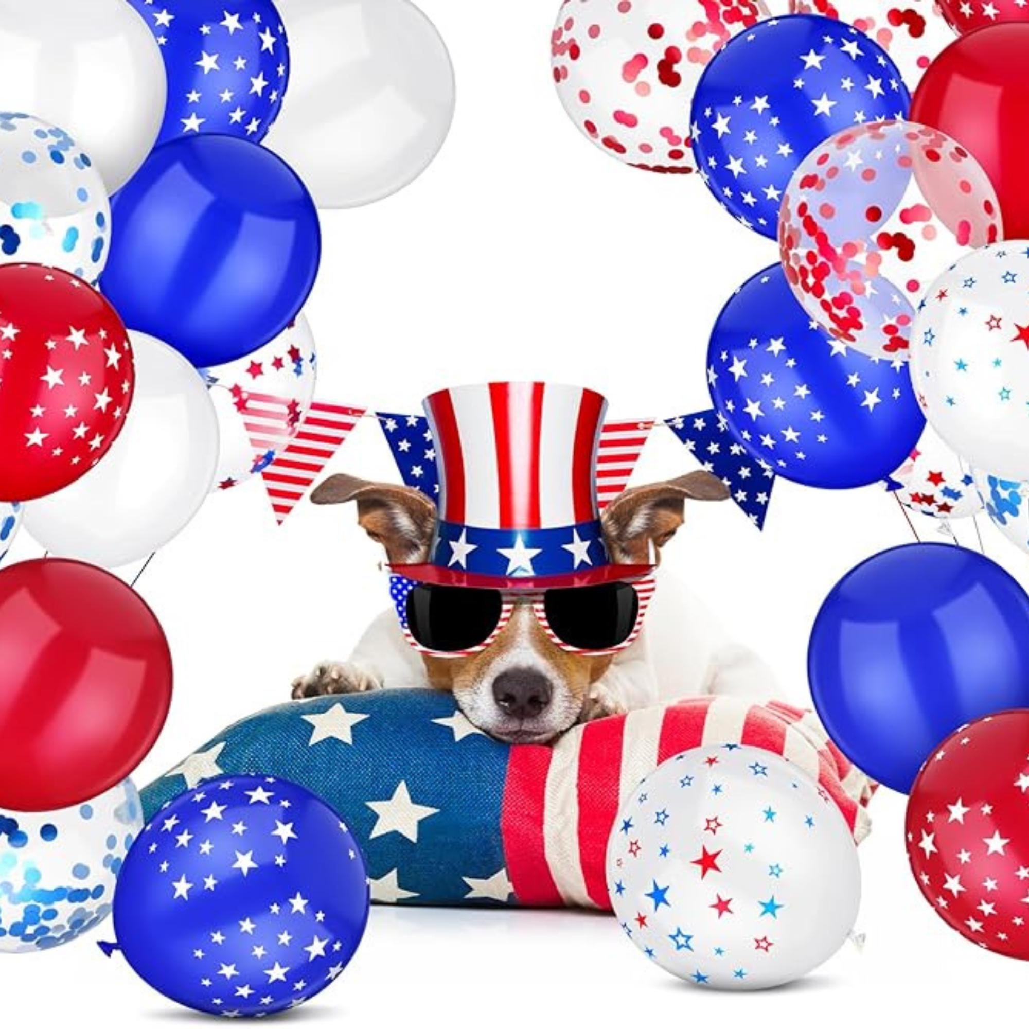 Red White Blue Balloons Set Confetti Star Patriotic Party Decor