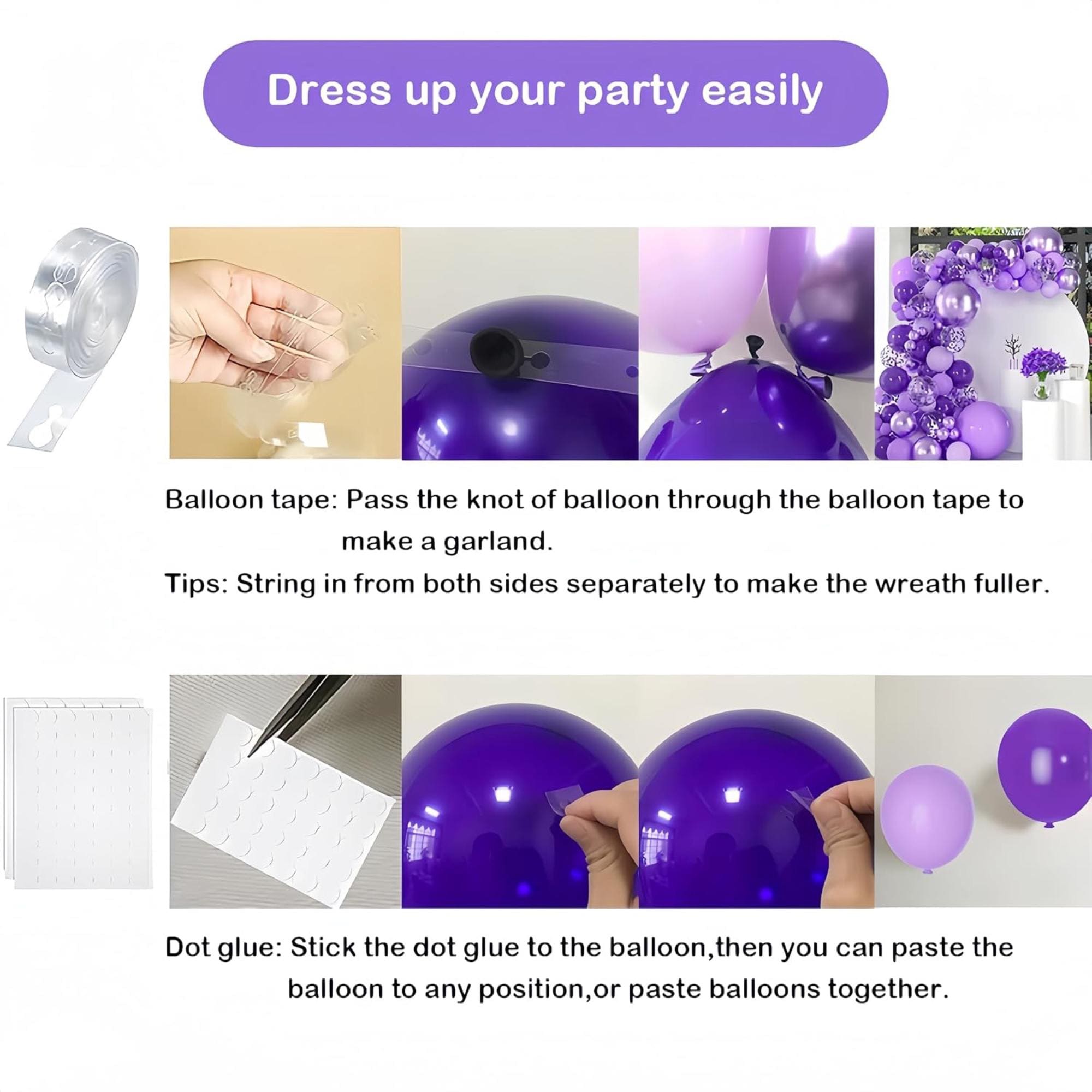 Purple Balloon Arch Kit 145 Pcs Lavender Lilac Party Decor Set