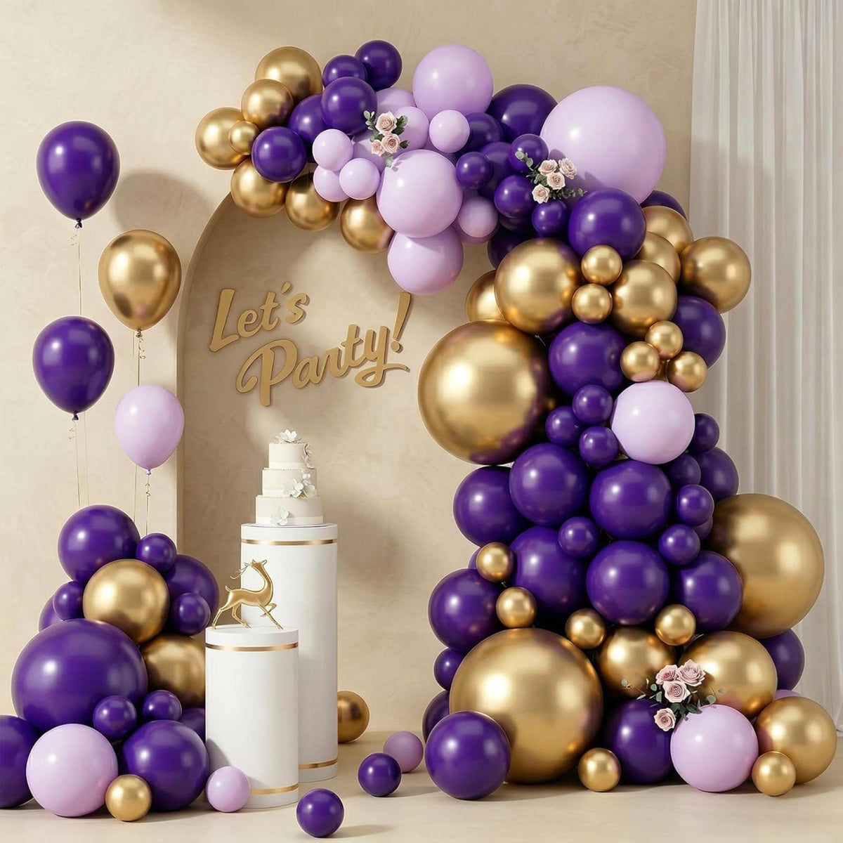 Purple Gold Balloon Arch Kit 103 Pcs Lavender Princess Party Decor