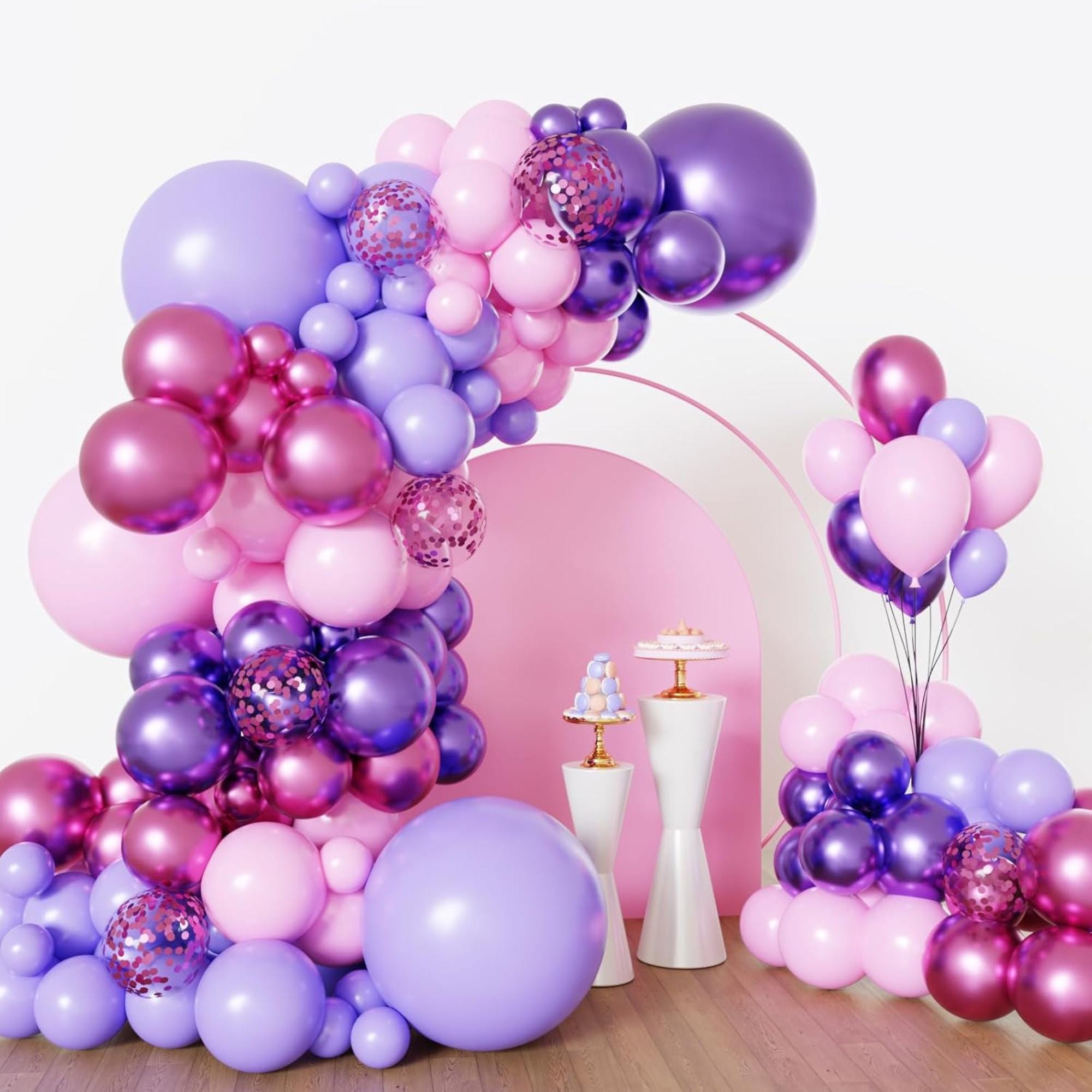 Pink Purple Balloon Arch Kit 134 Pcs Light Party Decor Set