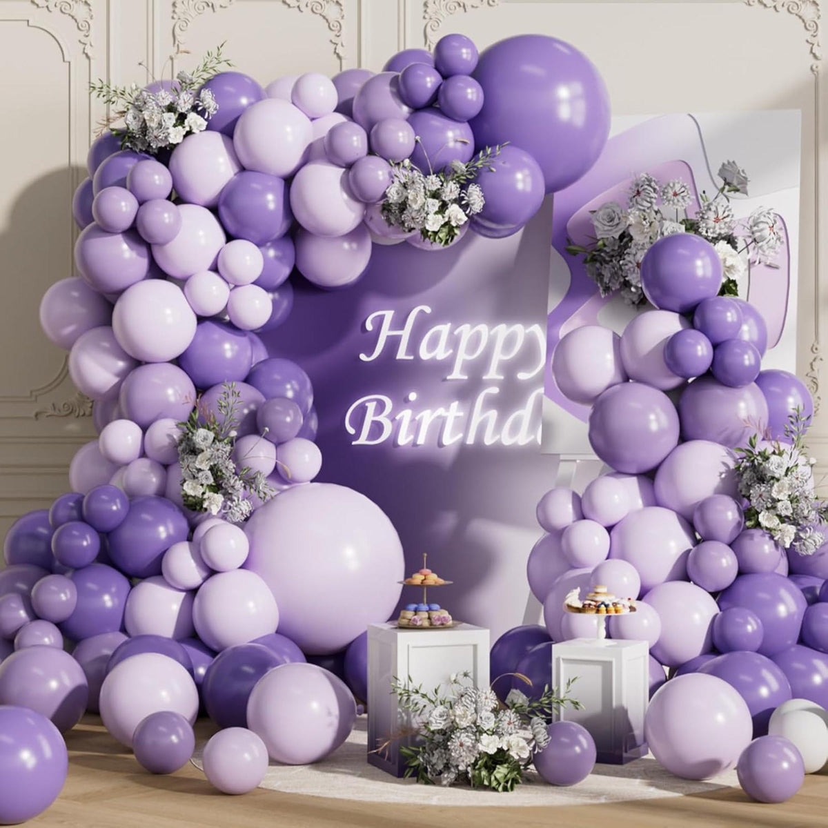 Purple Balloon Arch Kit 155 Pcs Lavender Light Party Decor Set