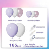 Light Purple Balloon Arch Kit 165 Pcs Lavender White Party Decor Set