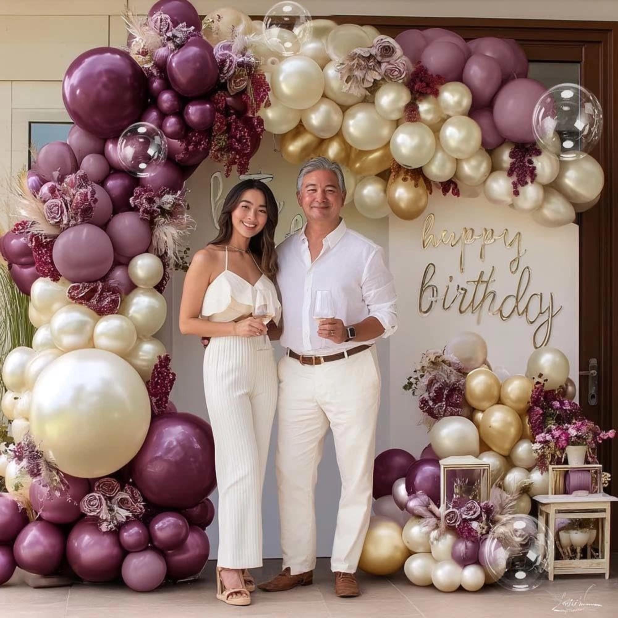 Dusty Purple Gold Balloon Arch Kit Double Stuffed Party Decor Set
