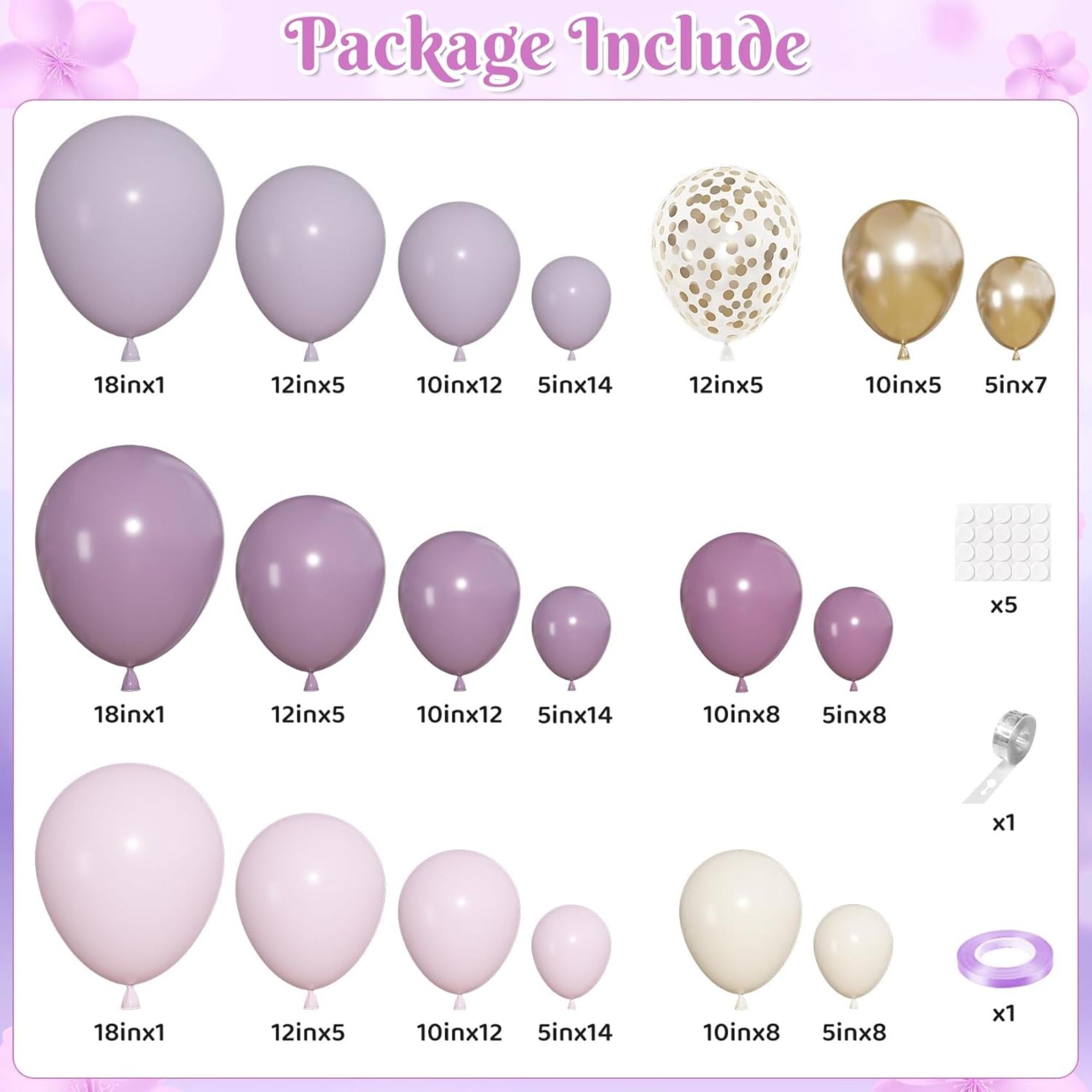 Dusty Purple Balloon Arch Kit 152 Pcs Pink Gold Party Decor Set
