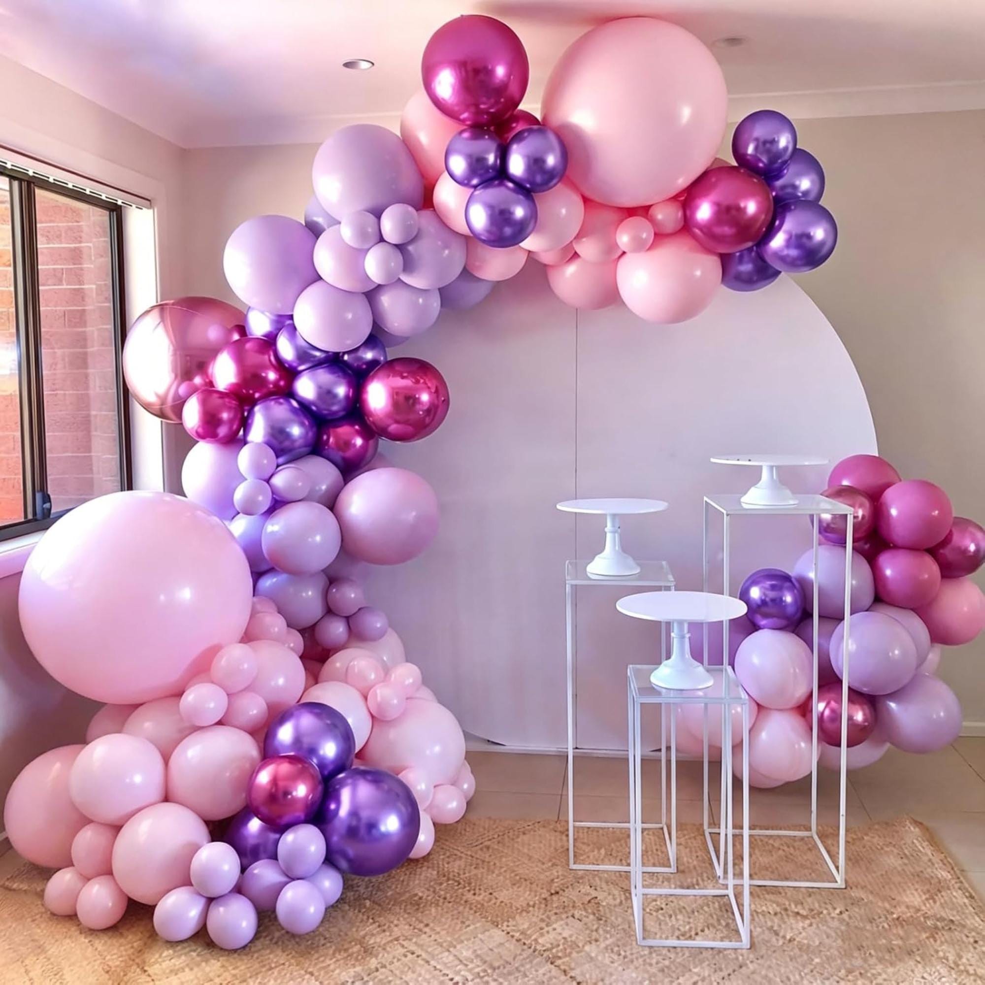 Pink Purple Balloon Arch Kit 131 Pcs Light Party Decor Set