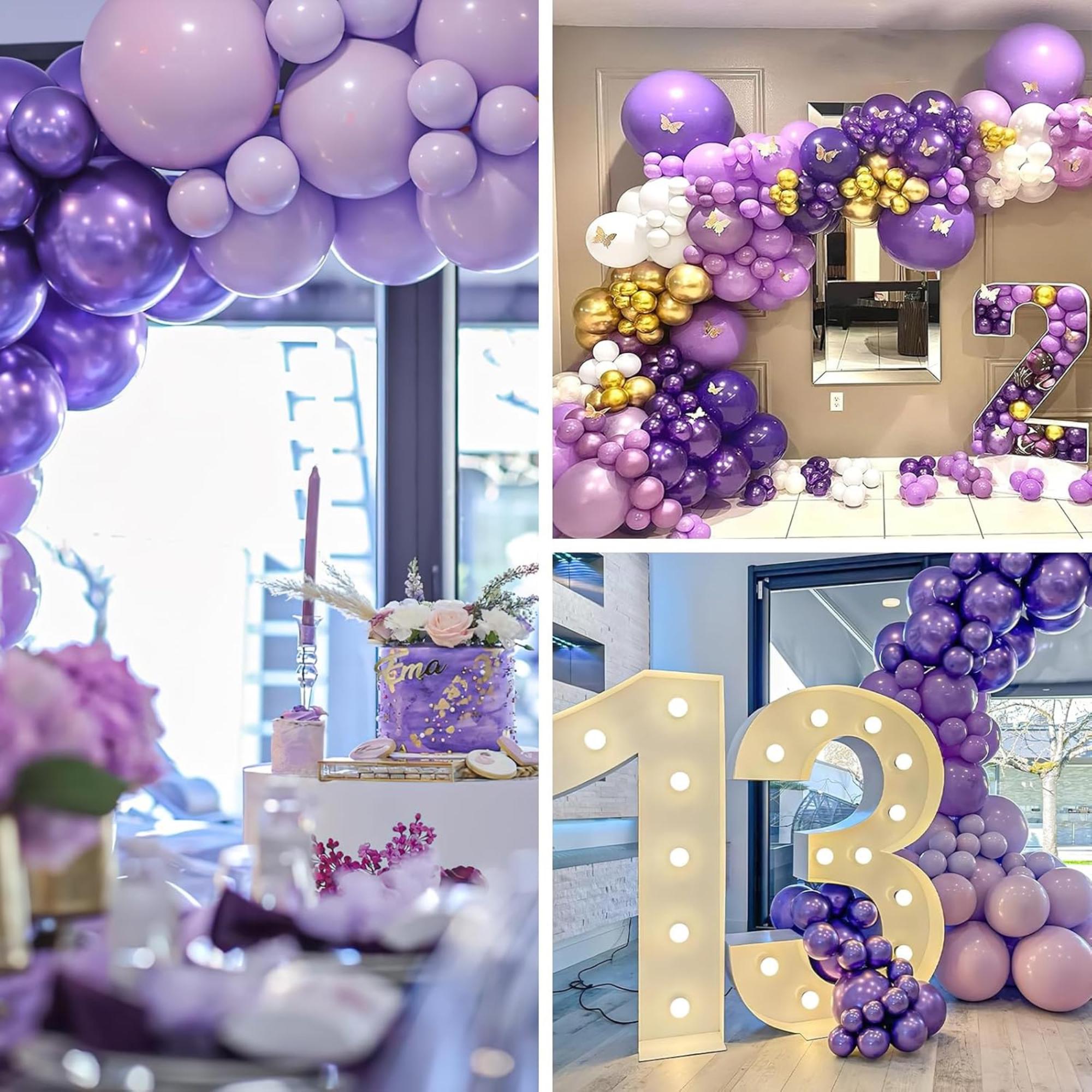 Metallic Purple Balloon Arch Kit 85 Pcs Chrome Party Decor Set