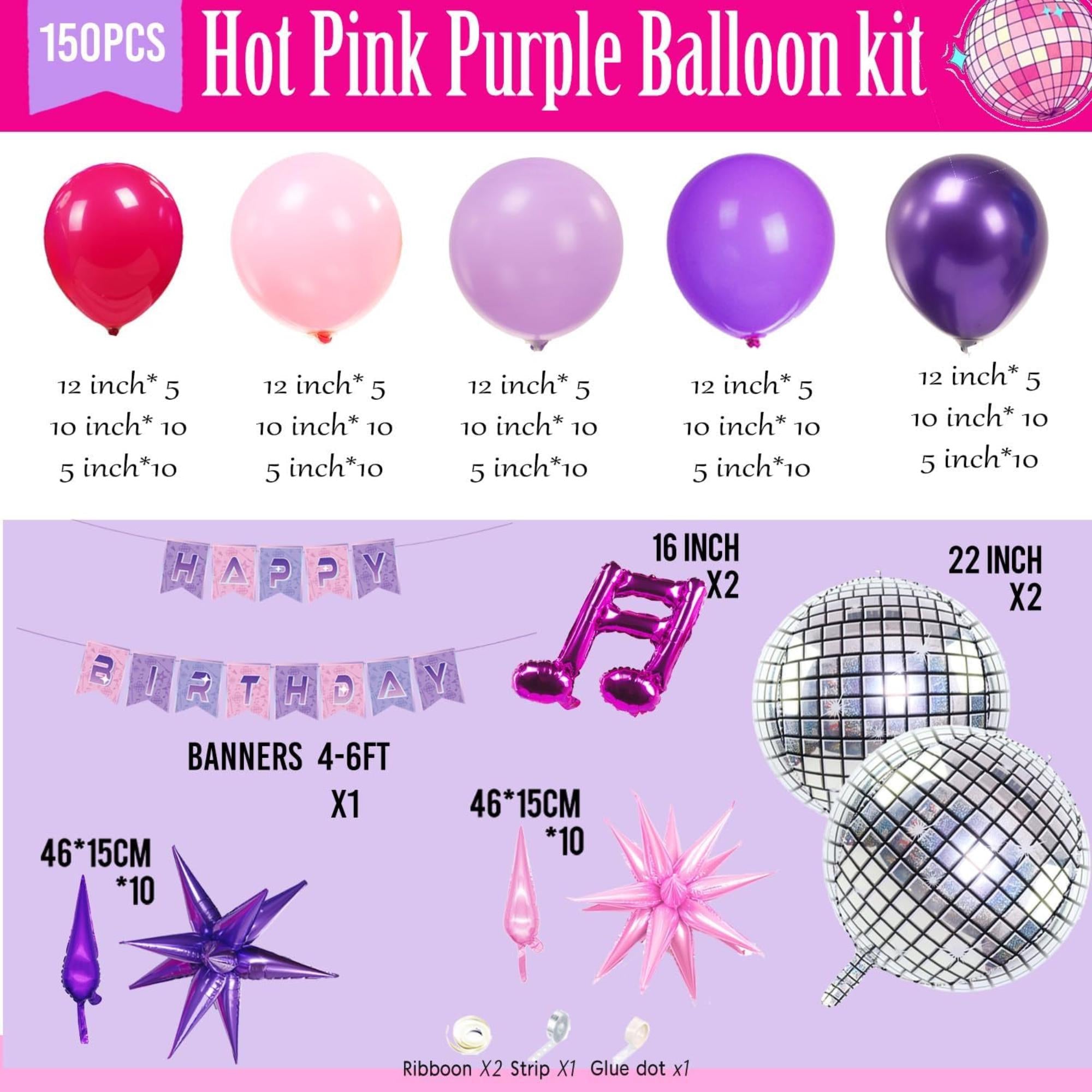 K Pop Theme Balloon Arch Kit Pink Purple Music Party Decor Set