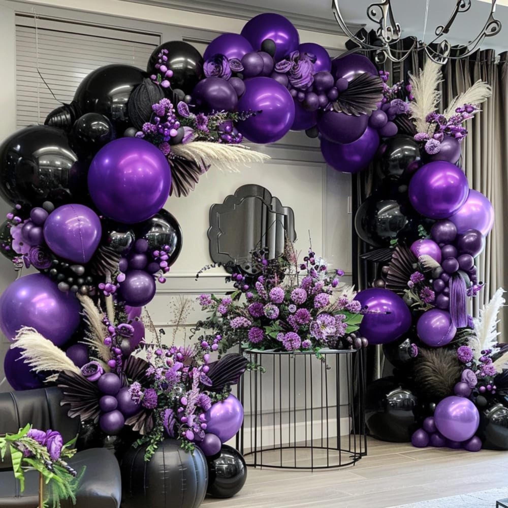 Purple Black Balloon Arch Kit Dark Lavender Party Decor Set