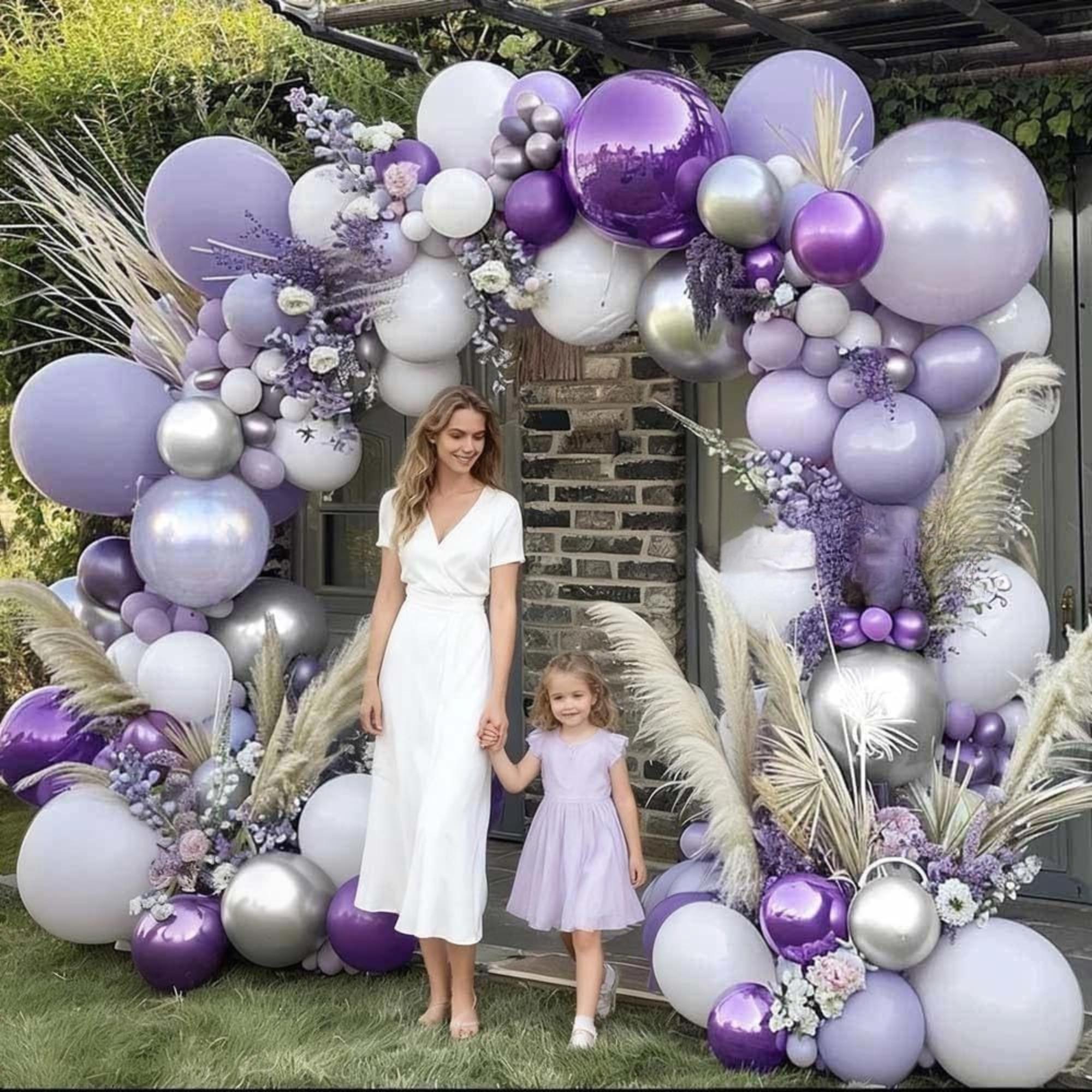Pastel Purple White Balloon Arch Kit Double Stuffed Lavender Party Decor