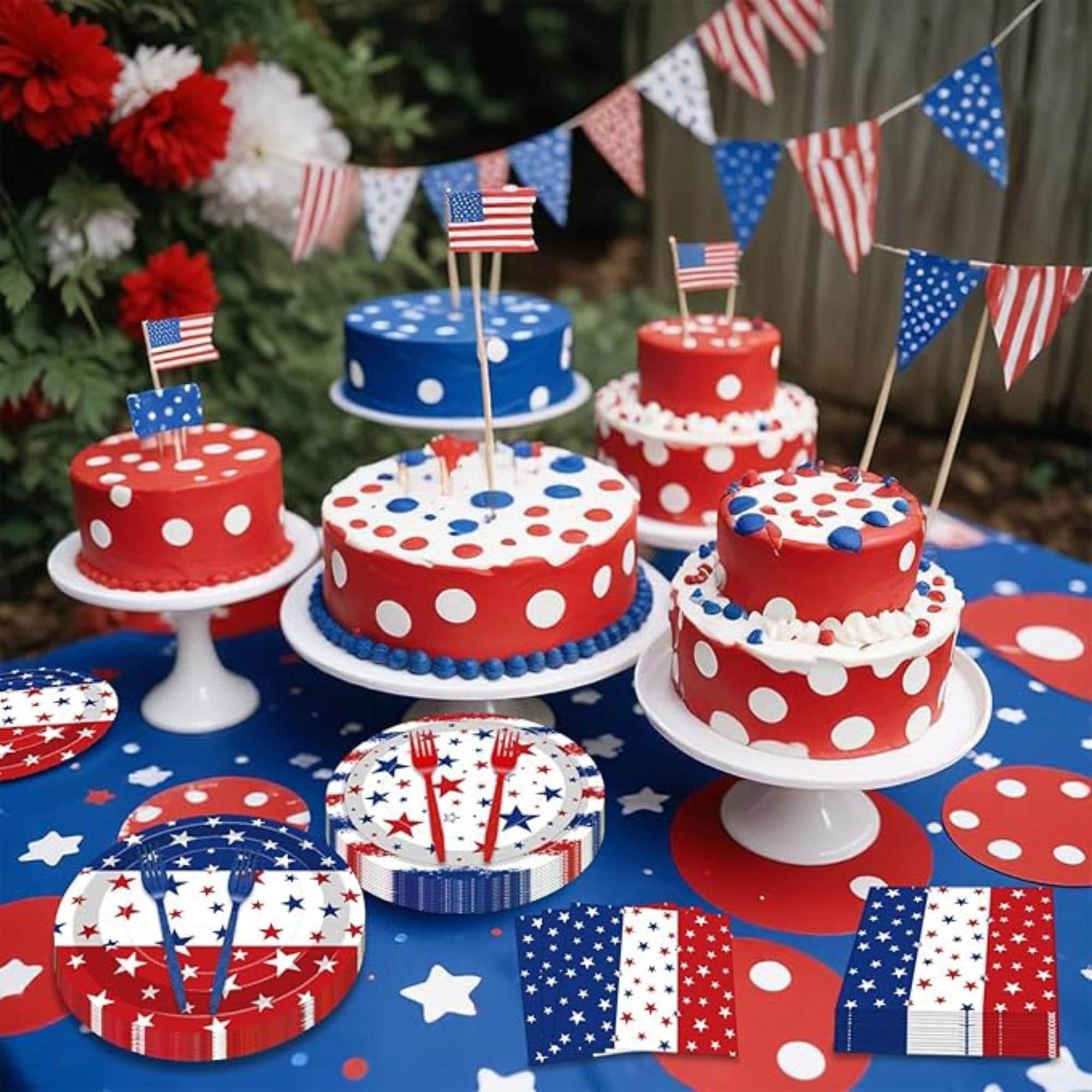 Patriotic Party Supplies Set Plates Napkins Forks USA Tableware