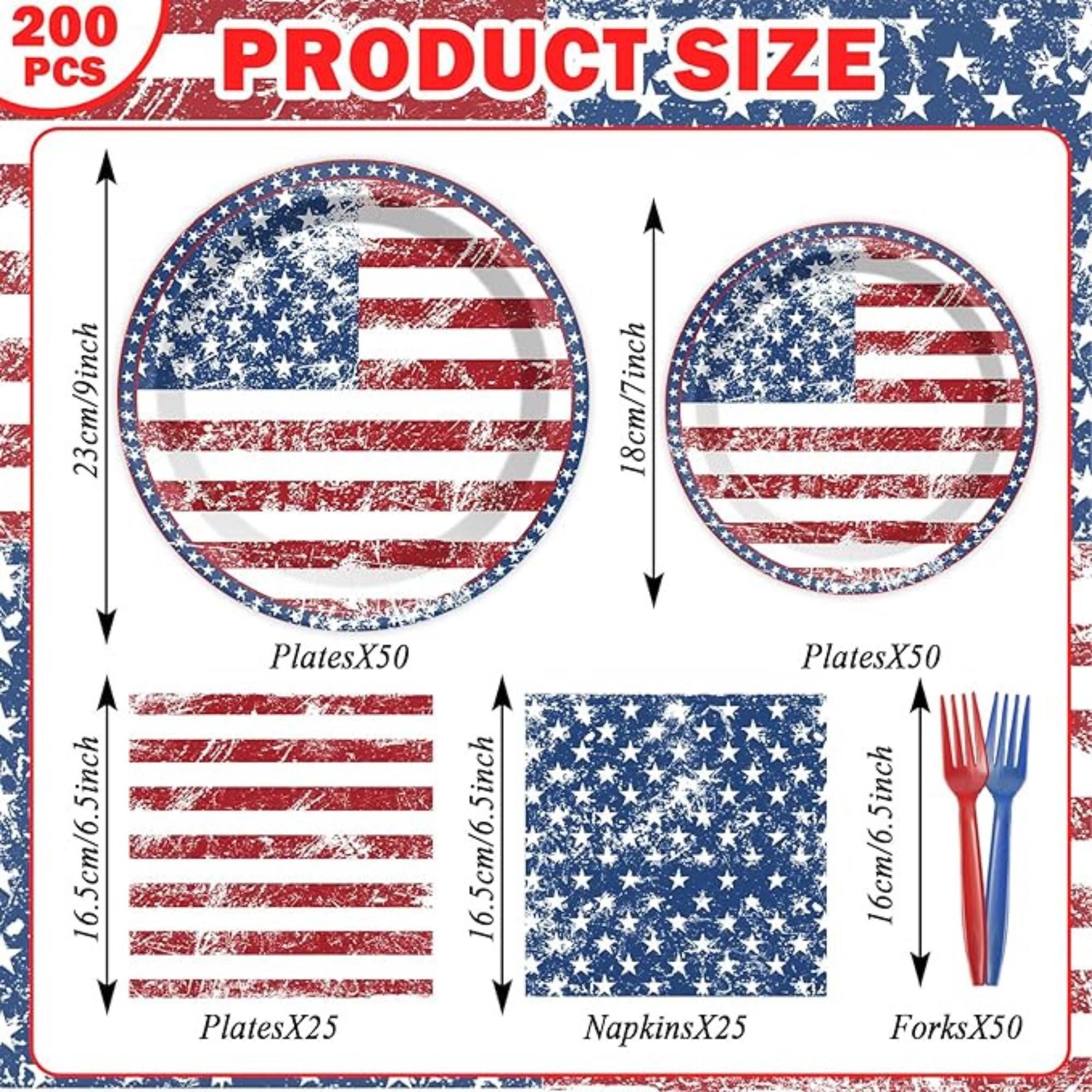 American Flag Party Supplies Plates Napkins Patriotic Tableware Set