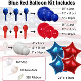 Red Blue Balloon Arch Kit Double Stuffed Star Patriotic Party Decor