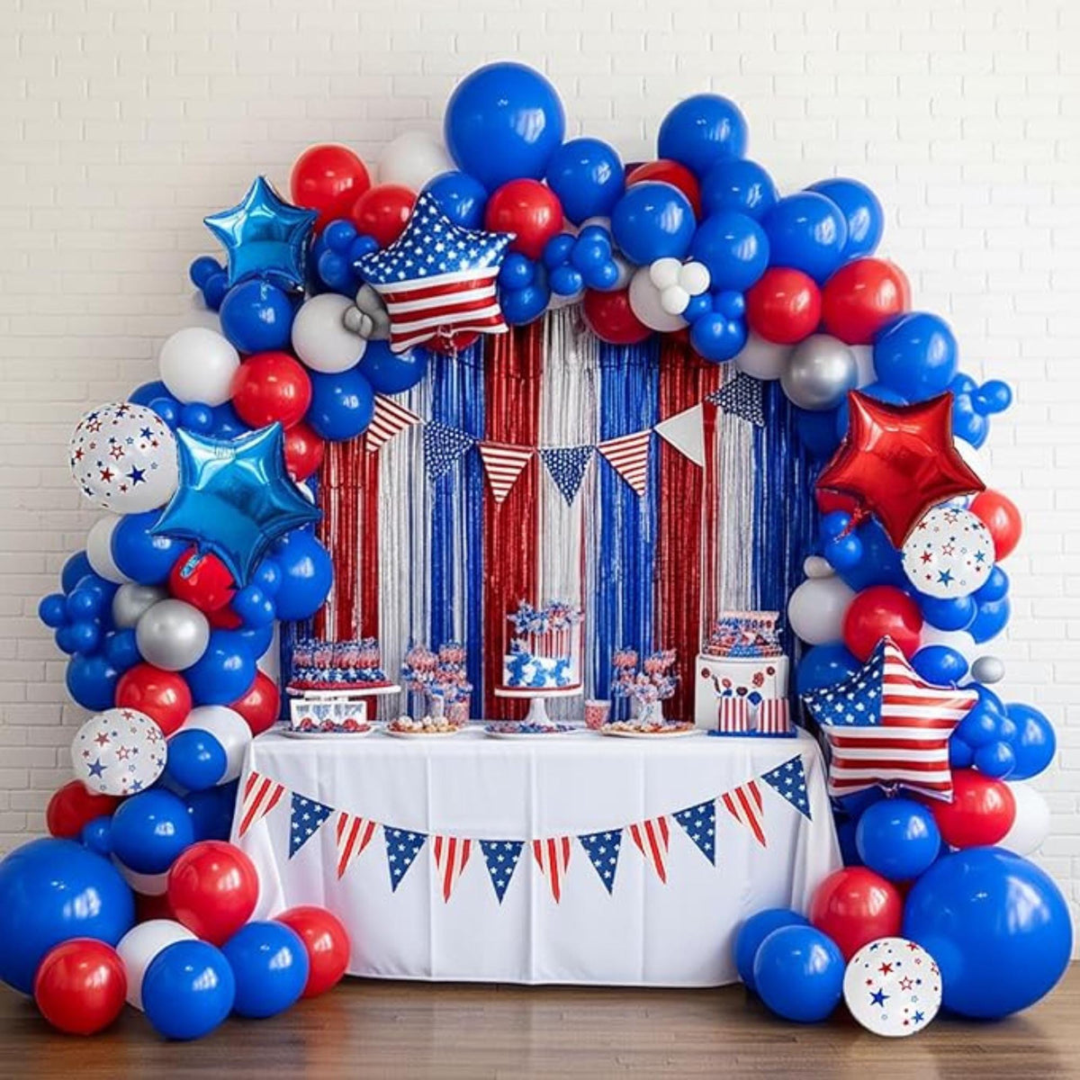 Red White Blue Balloon Garland Arch Kit Star Patriotic Party Decor