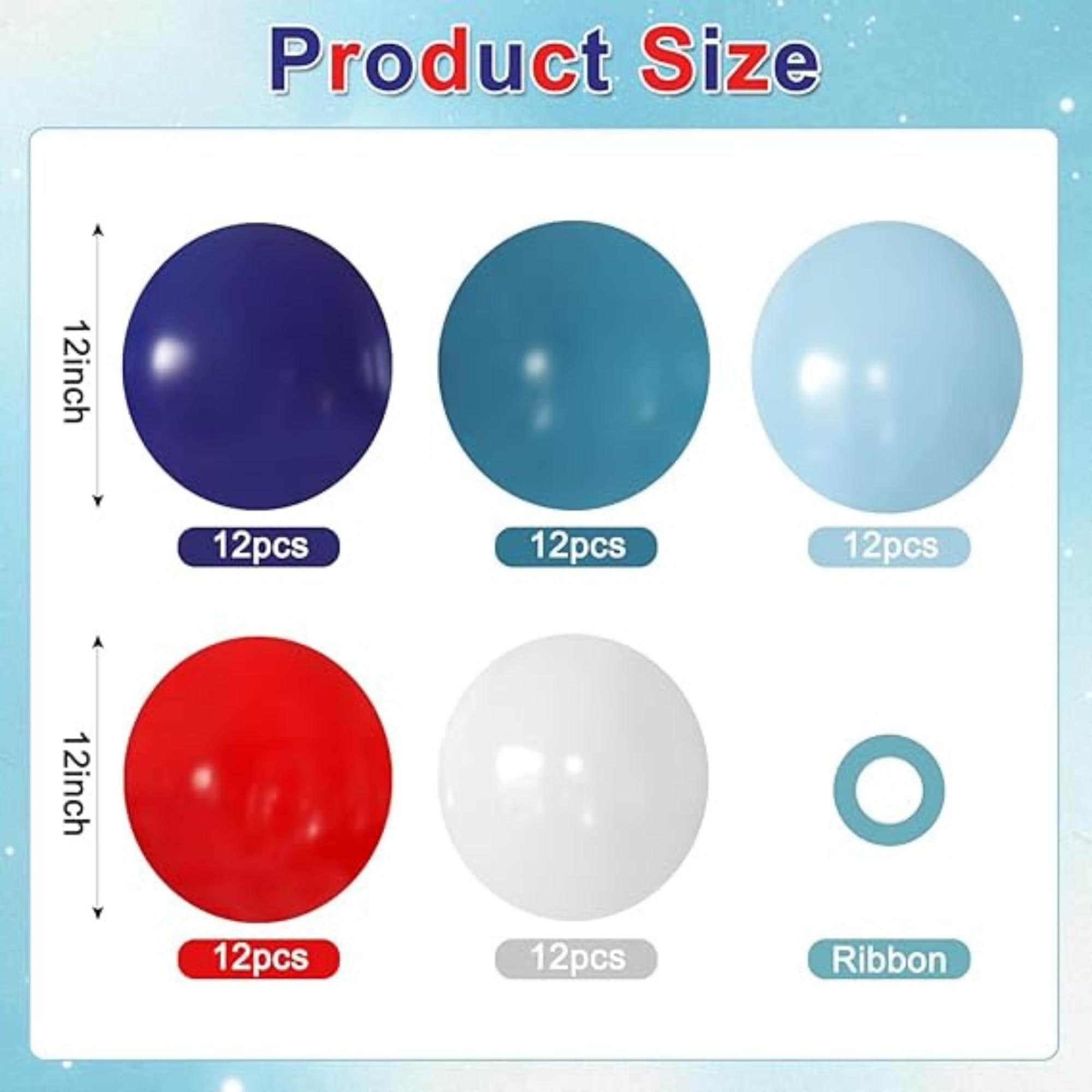 60 Piece Red Blue White Balloons Set for Patriotic Party Event Decorations