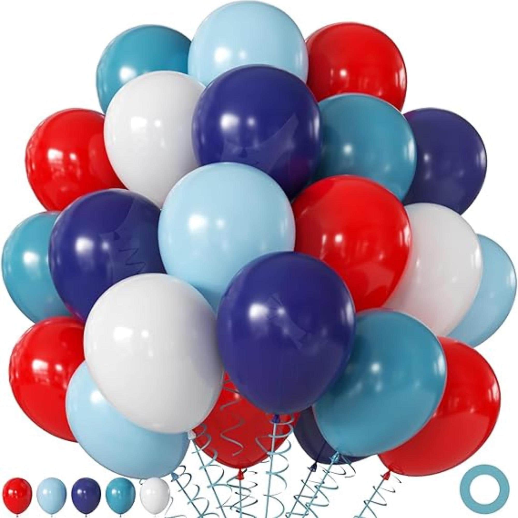 60 Piece Red Blue White Balloons Set for Patriotic Party Event Decorations