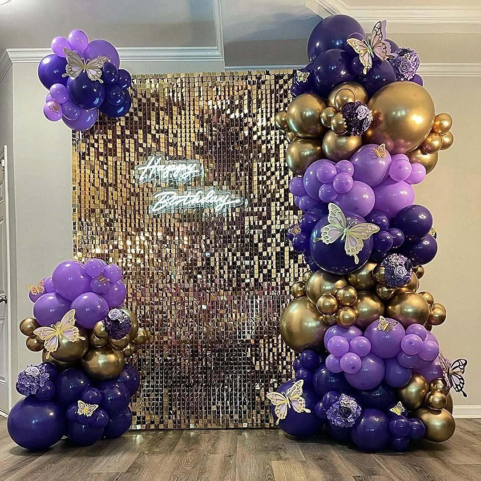Purple Gold Balloon Arch Kit Mixed Sizes for Birthday Baby Shower Party