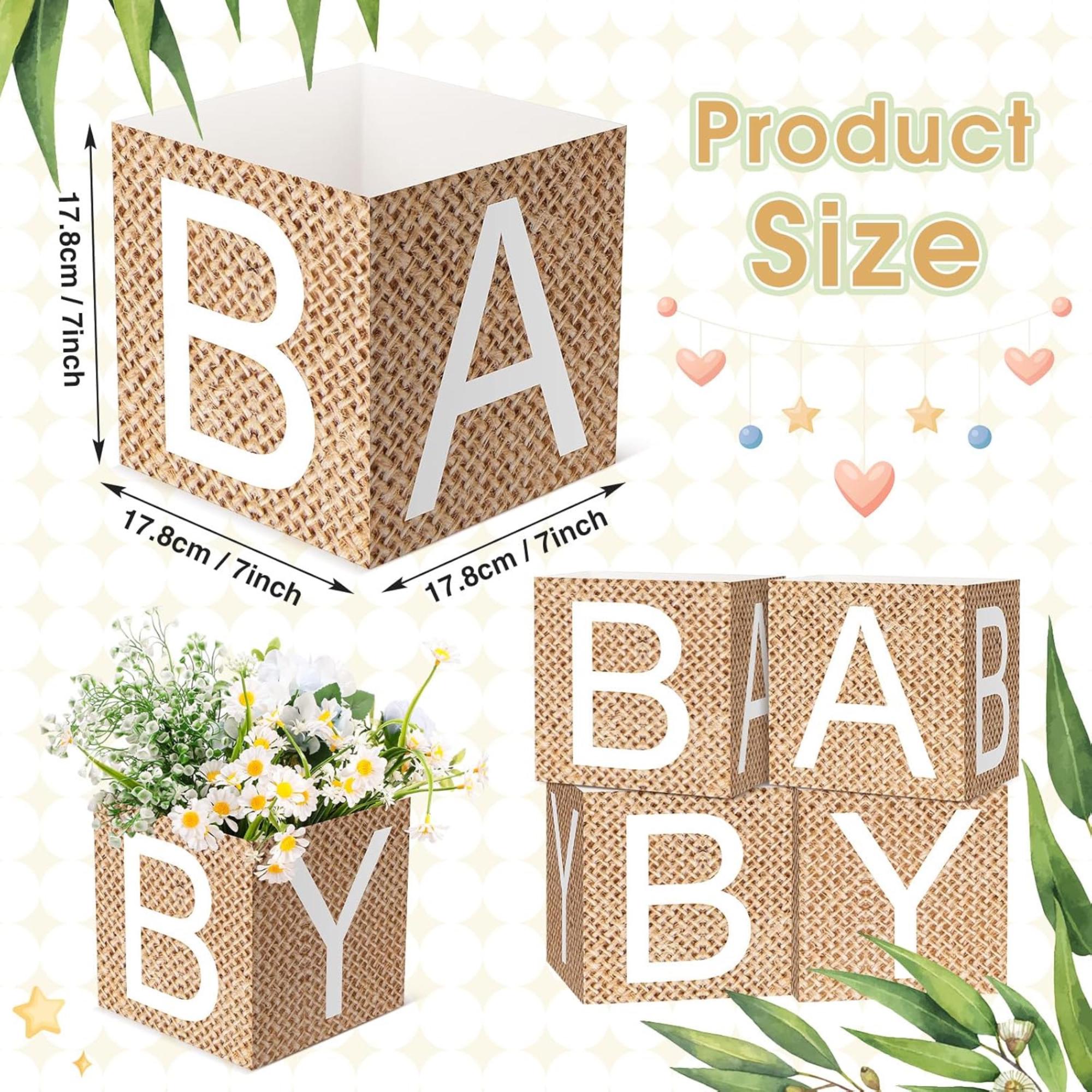Burlap Baby Shower Centerpieces Set of 6 Rustic Flower Box Decor