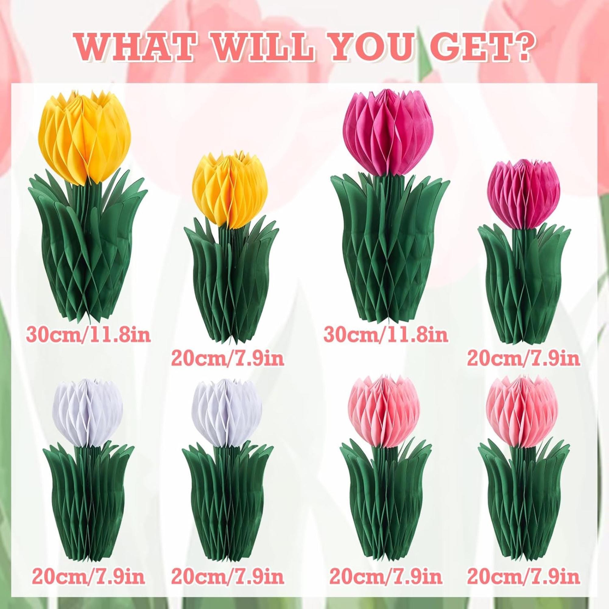 Tulip Honeycomb Centerpieces Set of 8 Spring Table Decor Home Office