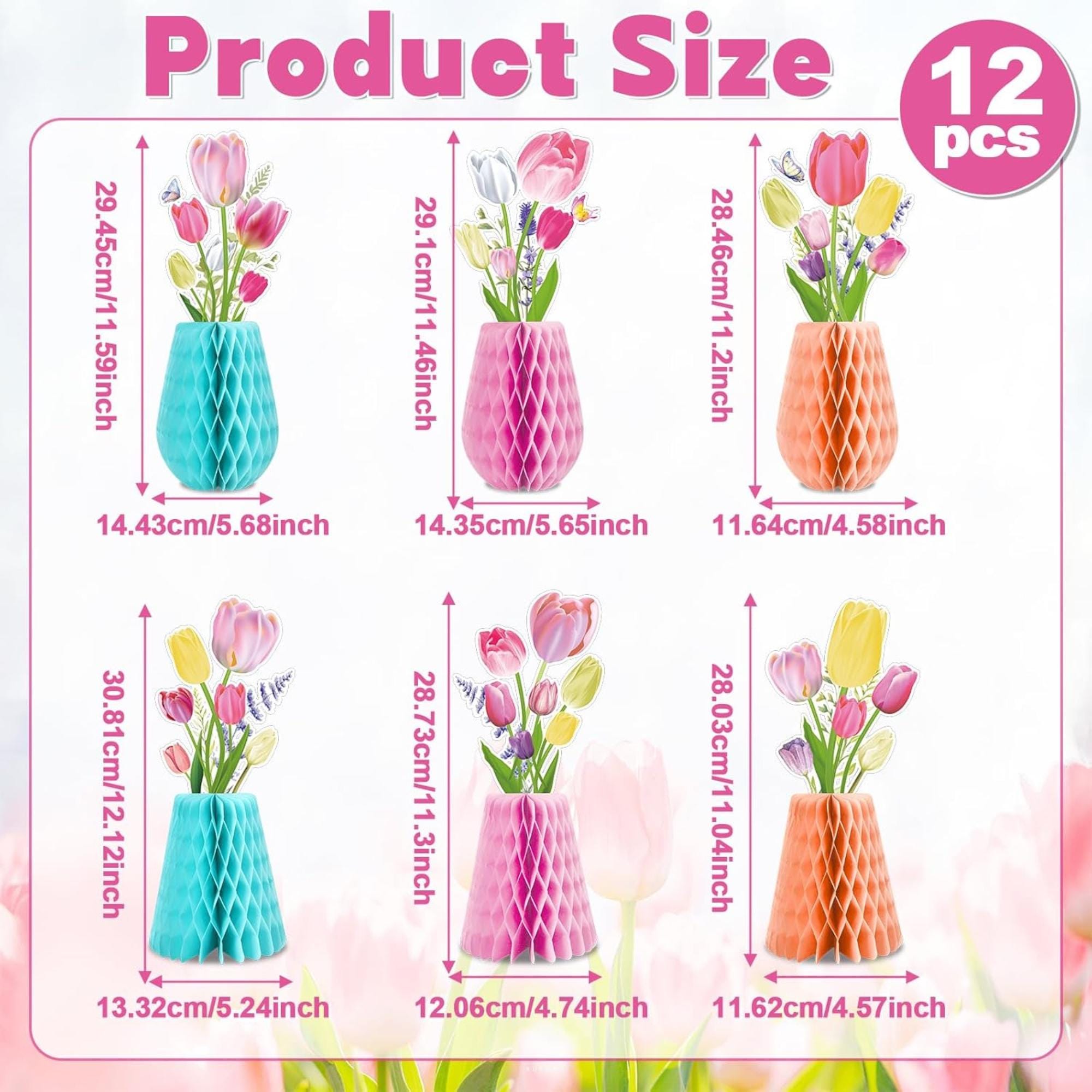 Tulip Honeycomb Centerpieces Set of 12 Spring Floral Table Decor