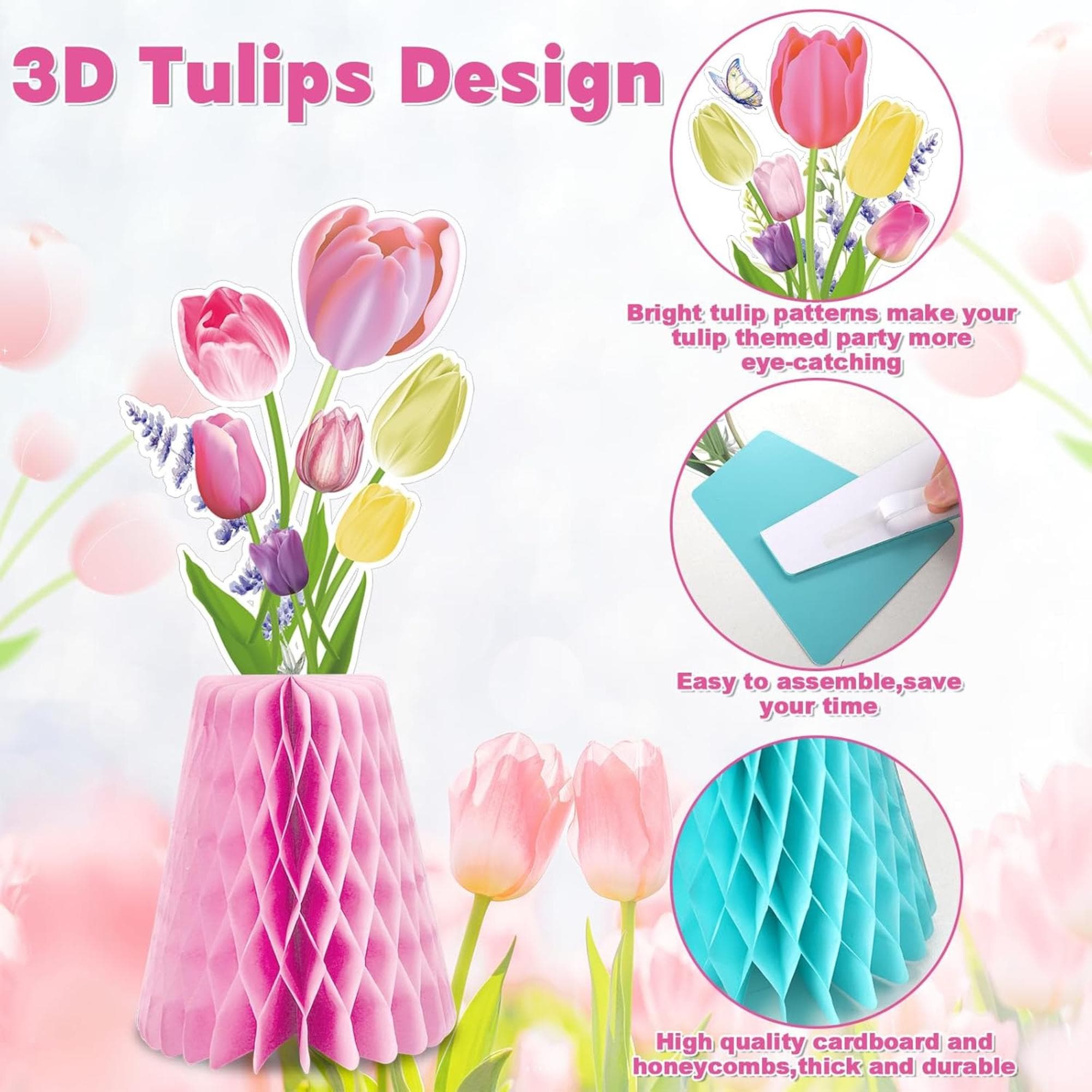 Tulip Honeycomb Centerpieces Set of 12 Spring Floral Table Decor
