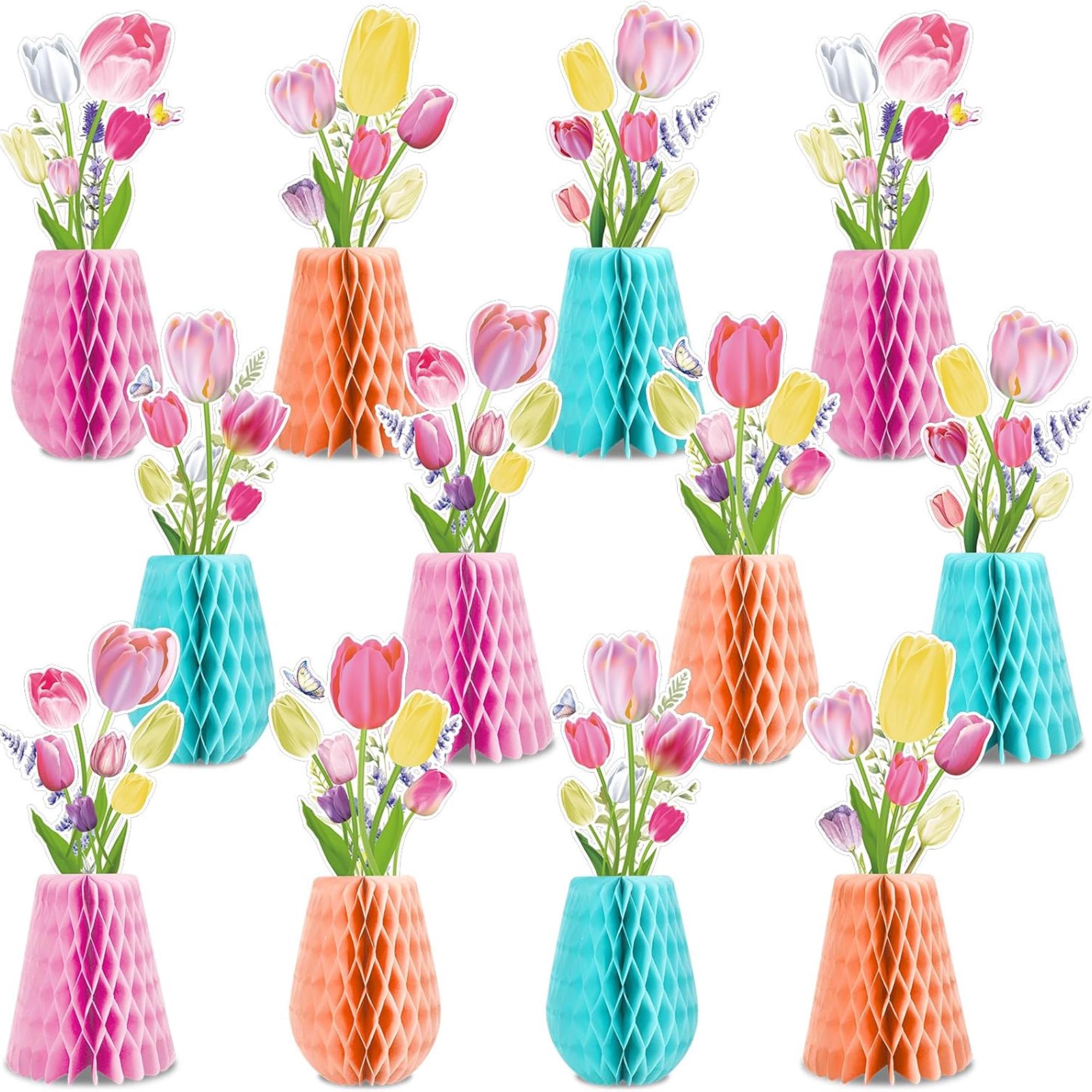 Tulip Honeycomb Centerpieces Set of 12 Spring Floral Table Decor