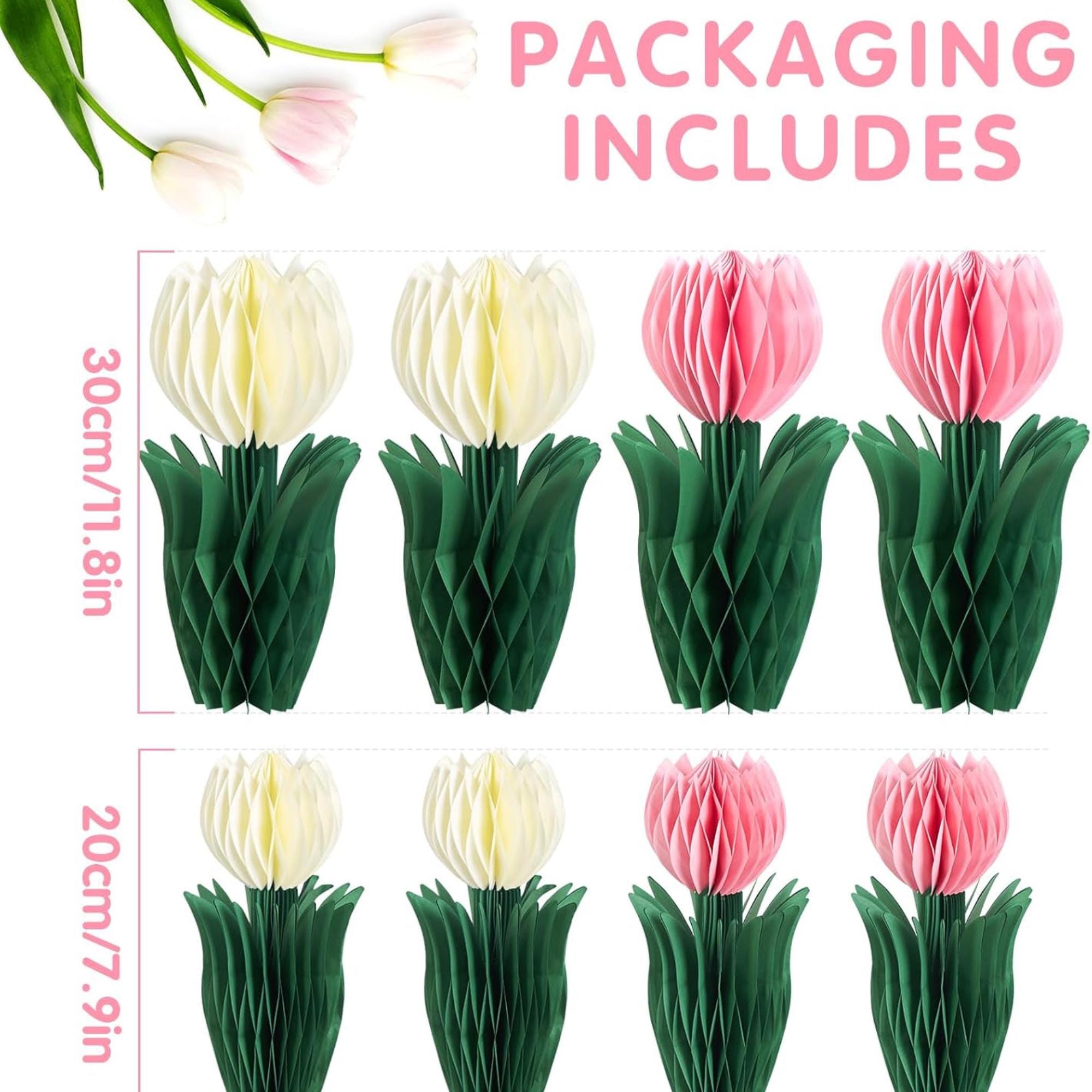 Tulip Honeycomb Centerpieces White Pink Spring Table Decor Party