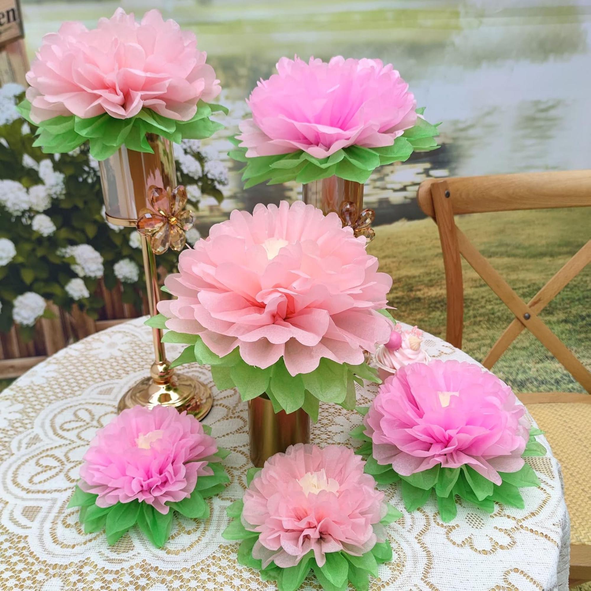 Pink Peony Centerpieces Set of 6 Tissue Paper Flower Party Decor