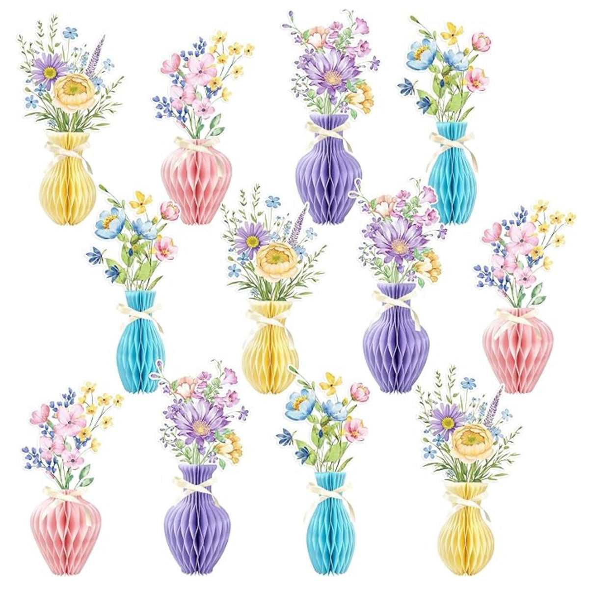 Wildflower Honeycomb Centerpieces Set of 12 Spring Party Table Decor