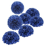 Navy Blue Tissue Pom Poms Set of 18 Party Decoration Paper Flowers